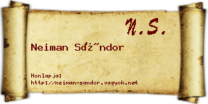Neiman Sándor névjegykártya